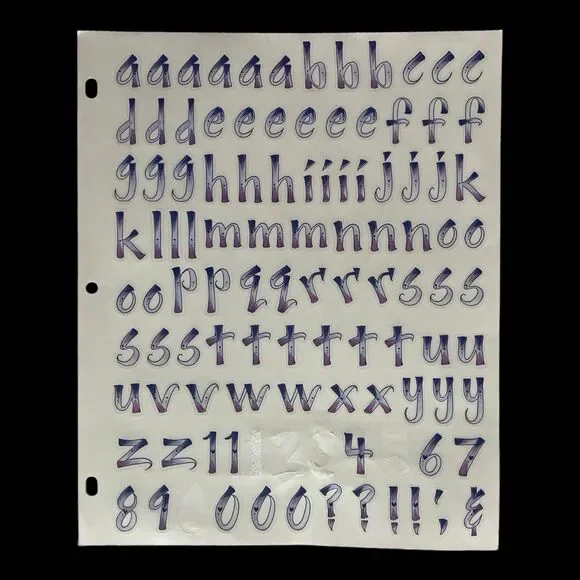 Scrapbooking Alphabet Sticker Lot 11 Incomplete Sheets Alphabitties and More - Picture 9 of 16